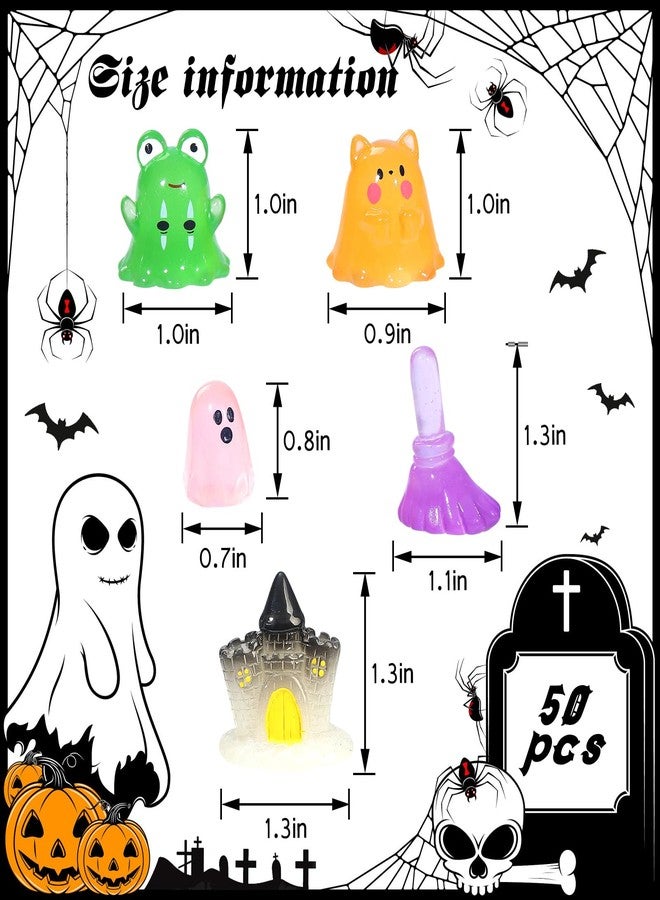 EKisemio 50PCS Luminous Mini Resin Halloween Decorations Resin Mini Figurines Glow in The Dark for Spooky Garden Haunted House Displays Party Favors & Outdoor Decor - Image 2